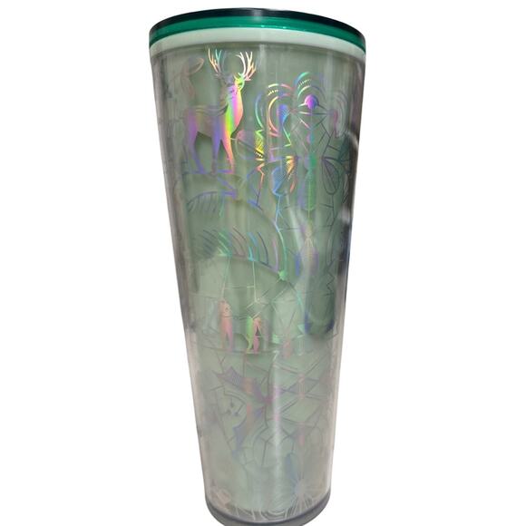 Starbucks 2022 Holiday Mint Winter Woodland Lace 24 Oz Tumbler - Picture 1 of 7